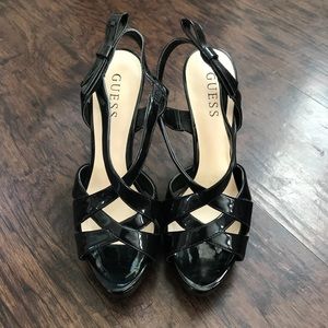 Guess black patent heels size 6.5